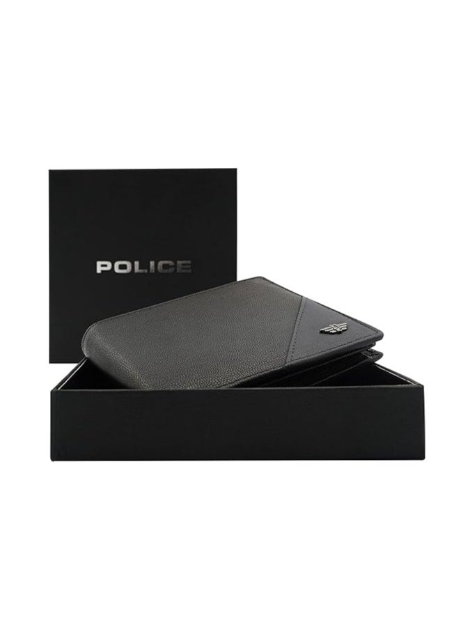 POLICE Men's Leather Over Flap Coin Wallet -Black  - Image 5