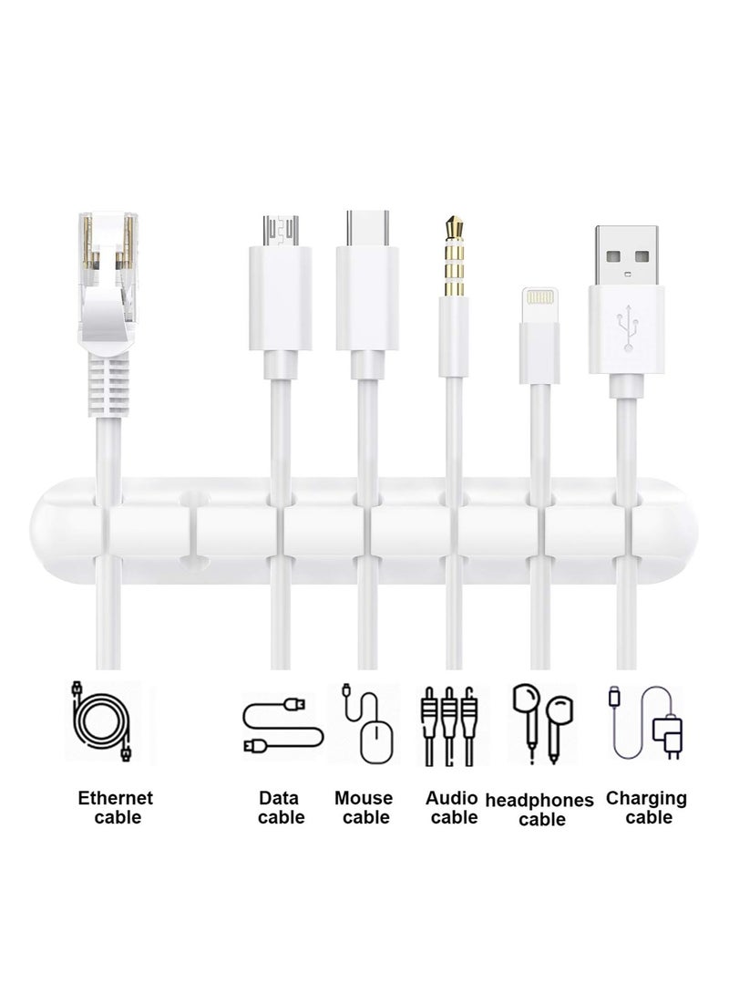 تي نيوفون مشابك كابلات بيضاء، منظم أسلاك، إدارة الكابلات، منظمات كابلات، حامل كابل USB، منظم أسلاك، مشابك أسلاك، 3 حزم من أشرطة الكابلات للمكتب والسيارة والمنزل والمكتب (7، 5، 3 فتحات) - Image 2