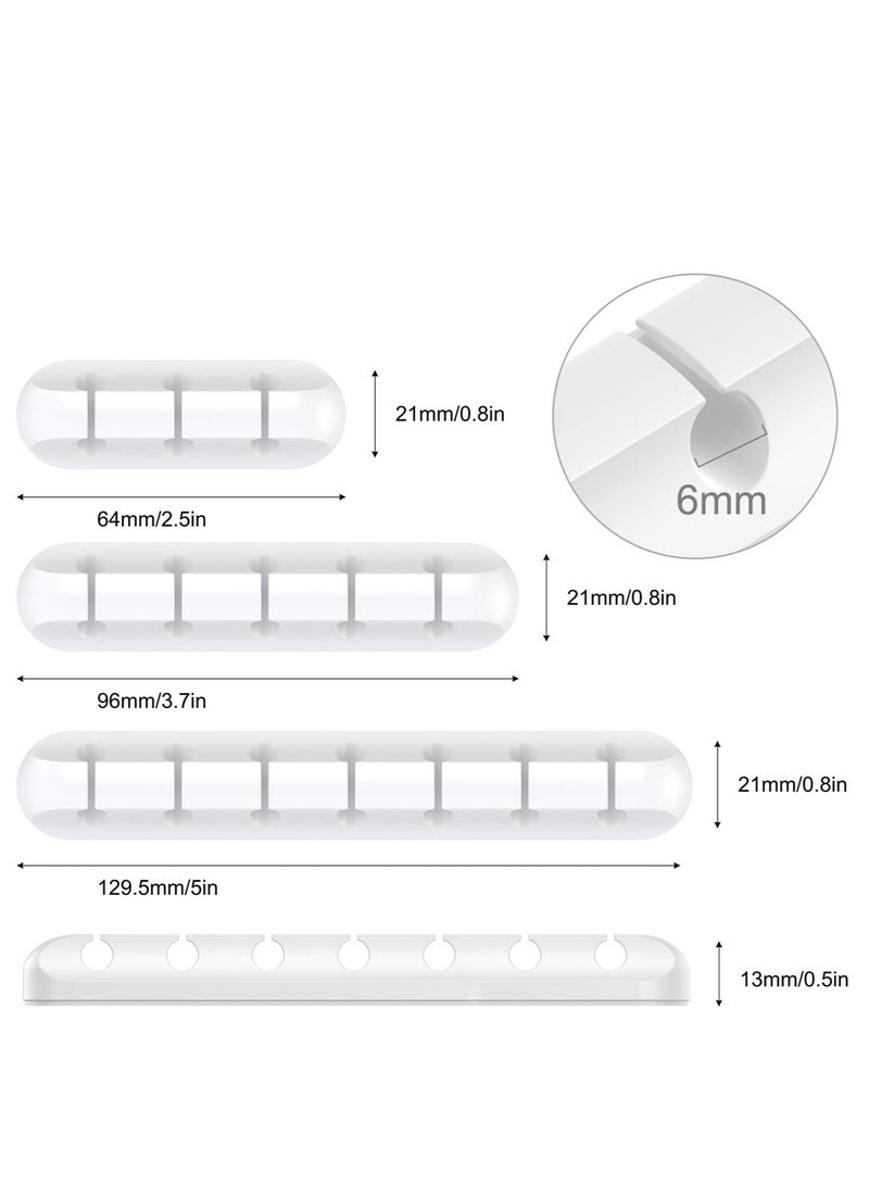 تي نيوفون مشابك كابلات بيضاء، منظم أسلاك، إدارة الكابلات، منظمات كابلات، حامل كابل USB، منظم أسلاك، مشابك أسلاك، 3 حزم من أشرطة الكابلات للمكتب والسيارة والمنزل والمكتب (7، 5، 3 فتحات) - Image 3