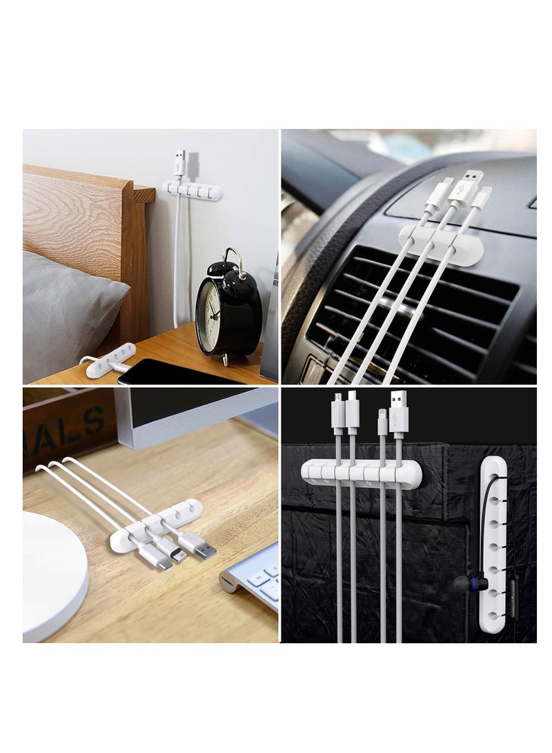 تي نيوفون مشابك كابلات بيضاء، منظم أسلاك، إدارة الكابلات، منظمات كابلات، حامل كابل USB، منظم أسلاك، مشابك أسلاك، 3 حزم من أشرطة الكابلات للمكتب والسيارة والمنزل والمكتب (7، 5، 3 فتحات) - Image 4