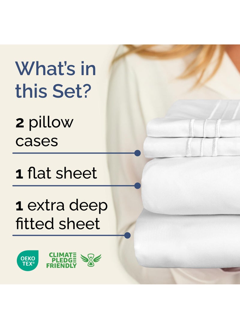 Extra Deep Twin Sheet Set - 4 Piece Breathable and Cooling Sheets - Hotel Luxury Bed Sheets Set - Easy Fit - Soft  Wrinkle Free and Comfy Sheets Set - Heathered Tan Sheet Set with Extra Deep Pockets