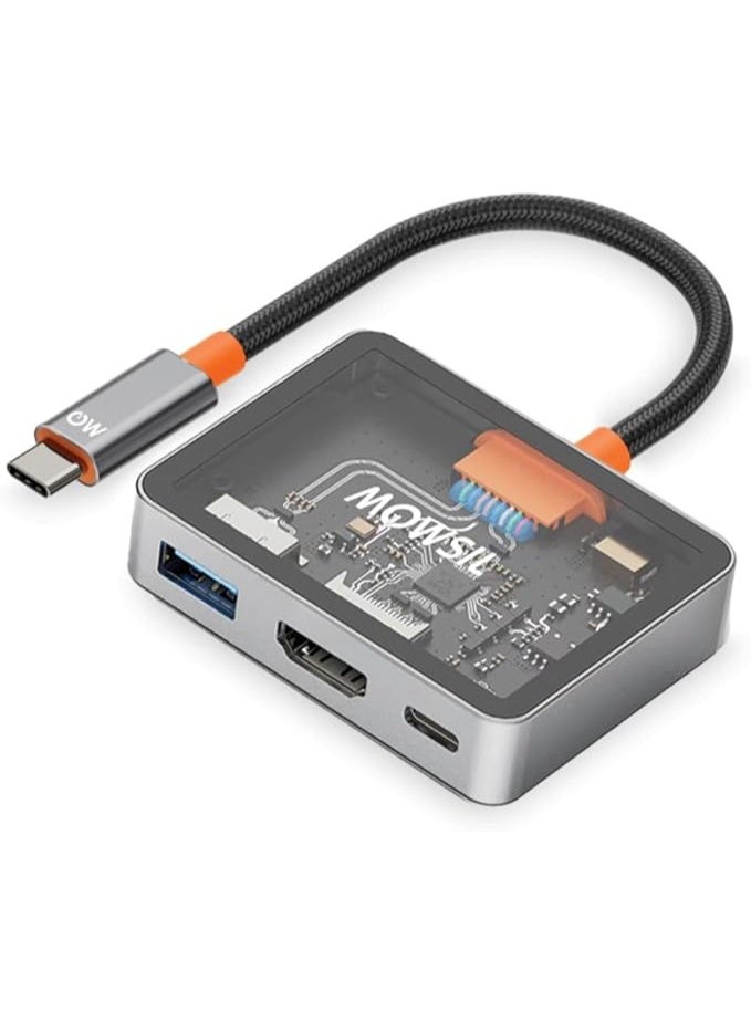 Mowsil 3-in-1 USB-C to HDMI Multiport Adapter 4K@60Hz - Image 1