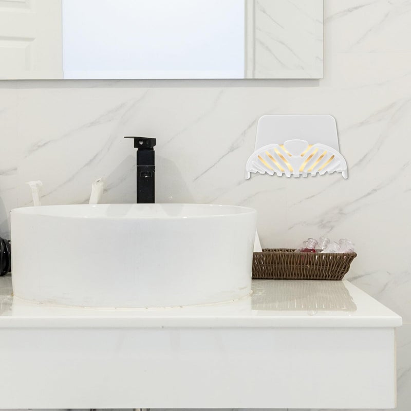 Wall Mounted Soap Dish Drain Rack 2 Pack White Adhesive Bathroom Soap Holder For Shower Sink Storage - Image 4