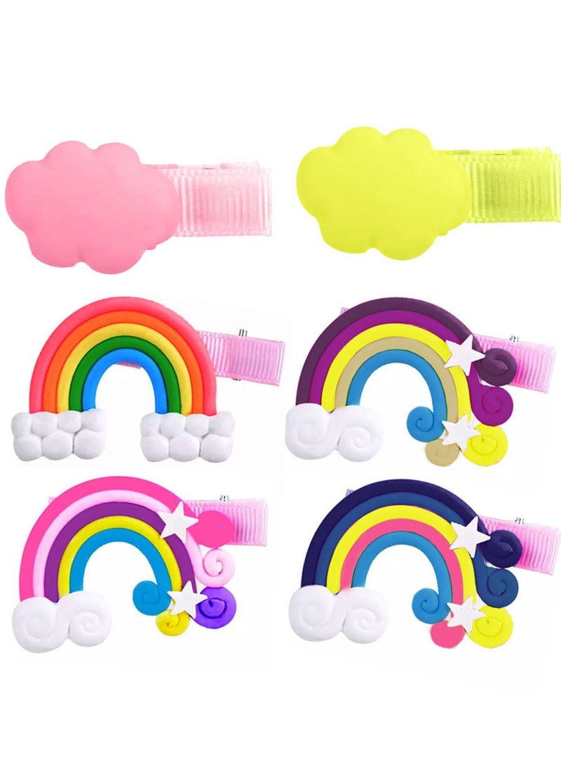 MARGOUN 6 Packs For Hair Clips Cloud Ornaments Colourful Flatback Polymer Rainbow Cloud Clips - Image 1