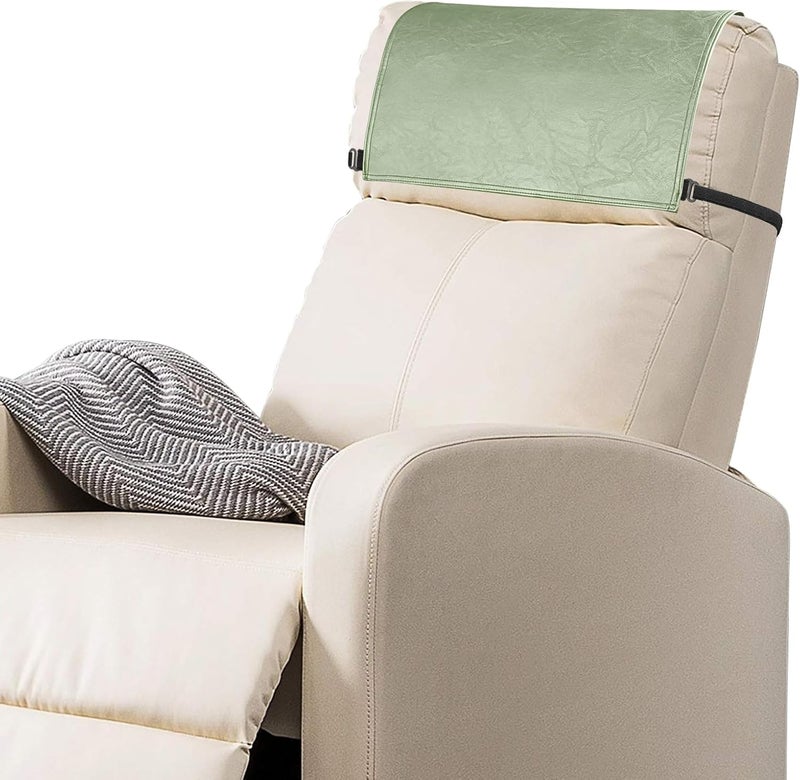 SCNK Recliner Headrest Protector-Faux Leather Headrest Covers for Recliners,Recliner Headrest Cover with Elastic Straps,Chair Headrest Covers for Recliners Protector 17 x 27 in(Mint Green) - Image 1