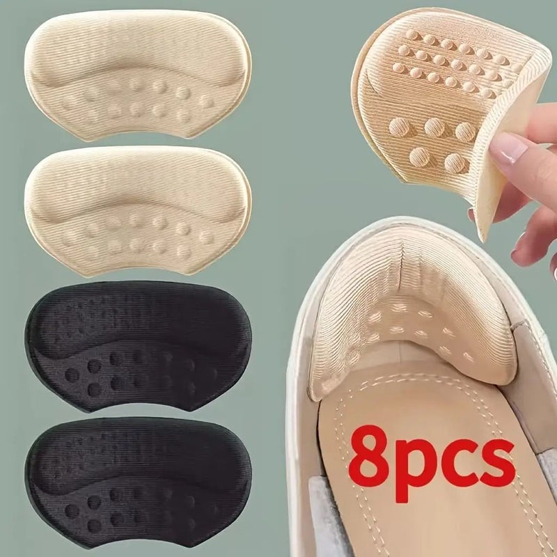 Black 8pcs Self Adhesive Insoles Anti Slip For Heels Sports Shoes - Image 1