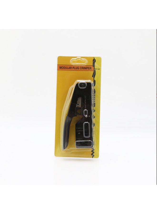 Type 7 Perforated Dovetail Clamp Crystal Head Crimping Pliers Type 7 Through Hole Wire Pliers Type 5/67 Network Terminal Crimping Pliers-Color:Upgraded Yellow And Black Flagship Model (through-hole Tangent Upgrade + Long And Short Blades) - Image 4