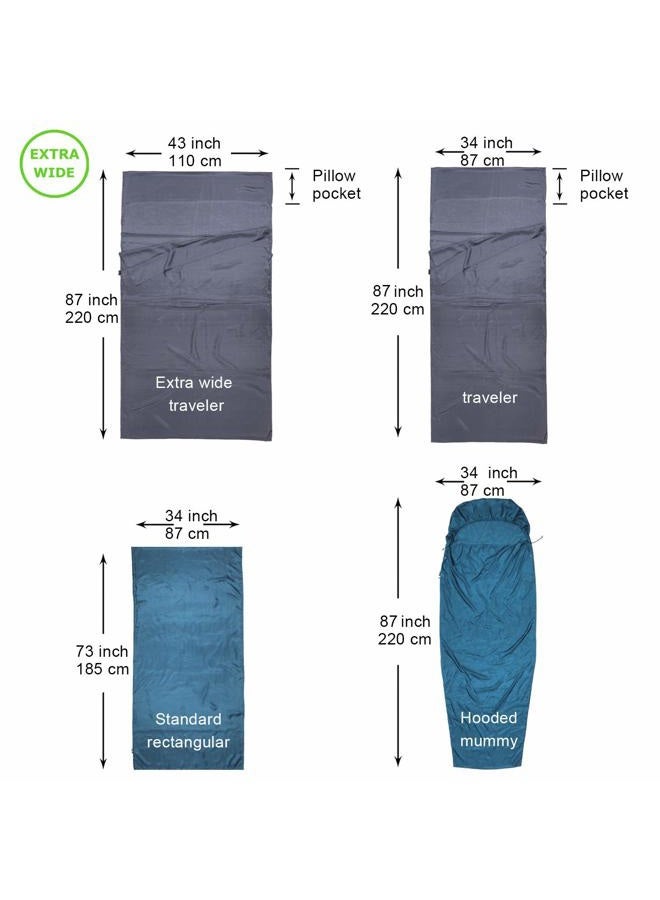 Browint Silk Sleeping Bag Liner, 100% Mulberry Silk Sleep Sheet, Sack, Extra Wide 87"x43" & 87“x34”, Lightweight Travel Sheet for Hotel, Envelop Rectangular 73“x34”, Hooded Mummy 87“x34” - Image 2