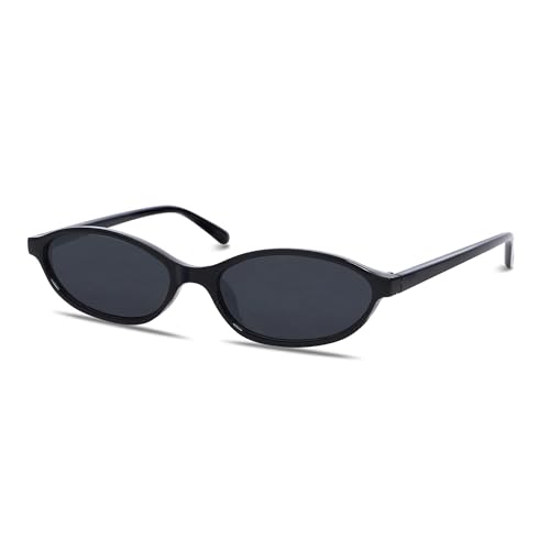 GUVIVI Retro Oval Sunglasses for Women Chic Cat Eye 90s Sunnies Lightweight Narrow Shades Trendy UV protection Sun Glasses - Image 1