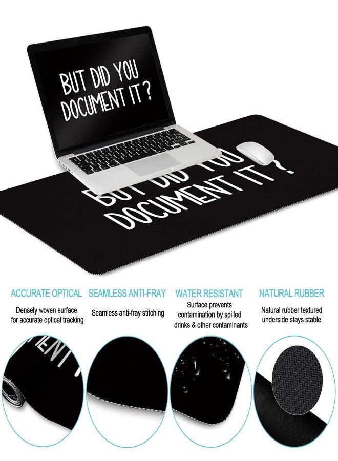 LIMKRIAN Black Mouse Pad Large Desk Mat Set, Funny Mouse Pad with Wrist Rest Keyboard Wrist Support XXL Mousepad Cup Coaster Set, Cute Office Desk Accessories Decor Supplies But Did You Document It - Image 3