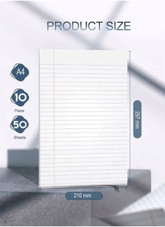 MARKQ Writing Pad 50 Sheets White Single line Legal Notepad, A4 Notebook Sheets for School, College, Office Supplies (10 Pack)  - Image 2