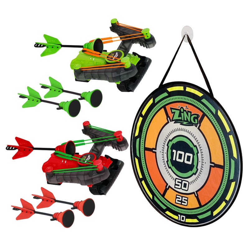Zing Air Storm Wrist Bow Pack  Includes 2 Wrist Bows 6 Arrows and 1 Target Launches up to 45 Feet Safe for Indoor Play - Image 2