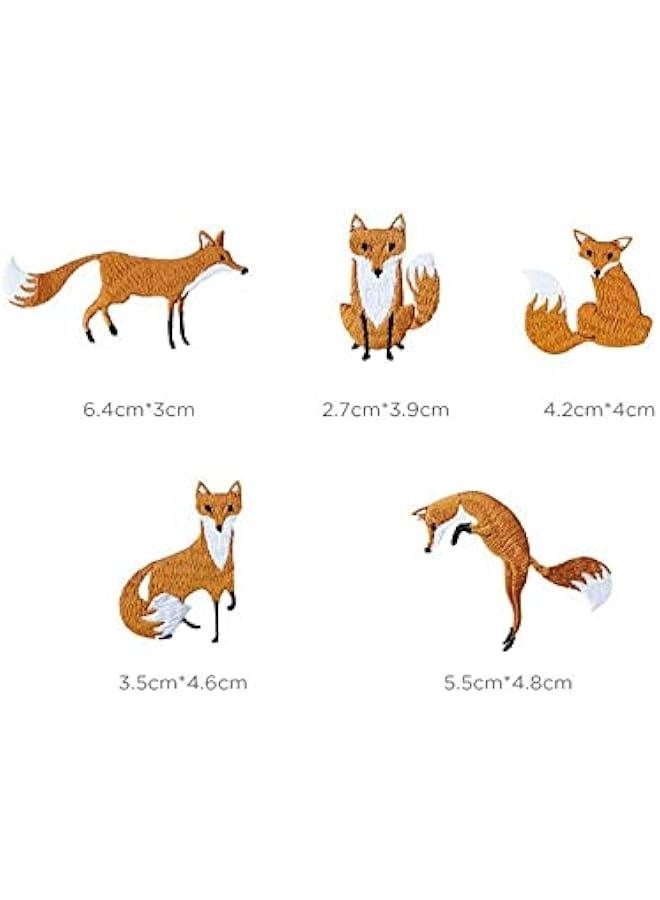 5Pcs Fox Patches Iron On Cute DIY Applique Embroidered Embroidery Patch Sew On Bags Patch for Clothes(2.16,Brown)  - Image 3