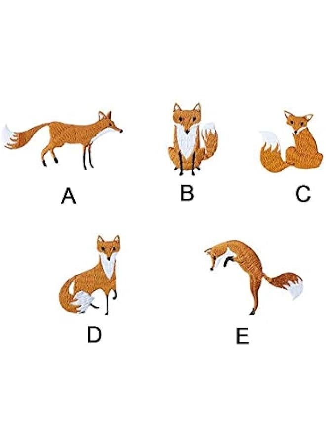 5Pcs Fox Patches Iron On Cute DIY Applique Embroidered Embroidery Patch Sew On Bags Patch for Clothes(2.16,Brown)  - Image 2