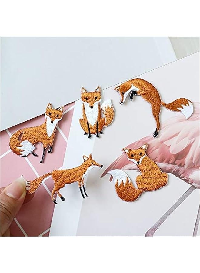 5Pcs Fox Patches Iron On Cute DIY Applique Embroidered Embroidery Patch Sew On Bags Patch for Clothes(2.16,Brown)  - Image 5