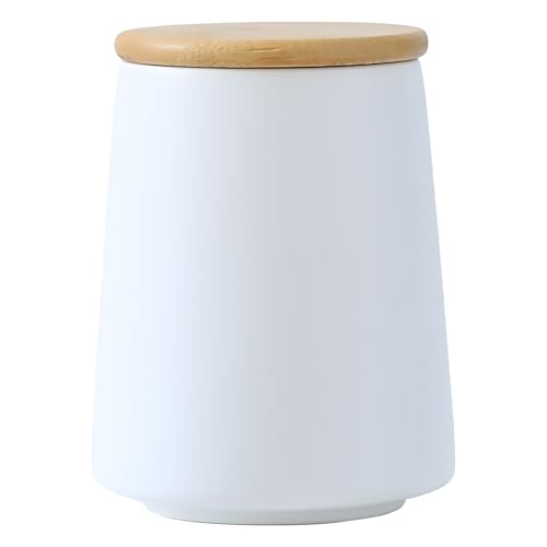 UMAI Ceramic Jar Kitchen Storage With Bamboo Lid | Kitchen Accessories Items | Airtight Kitchen Container For Storage | Multipurpose Jar For Pickle Dry Fruits Nuts | White | 700ML | BPA Free - Image 2