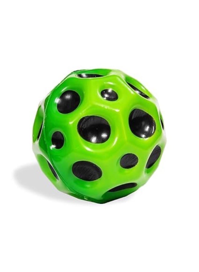 PLAYZO Moon Ball | Bouncy Ball | Porous Bouncy for Kids' Toy with Ultimate Bounce Fun |High Jumping Rubber Space Ball | Green - Image 1