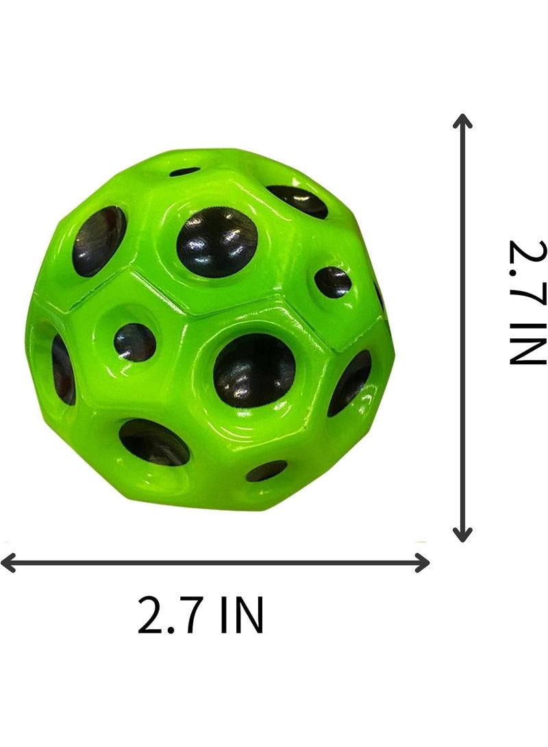 PLAYZO Moon Ball | Bouncy Ball | Porous Bouncy for Kids' Toy with Ultimate Bounce Fun |High Jumping Rubber Space Ball | Green - Image 2