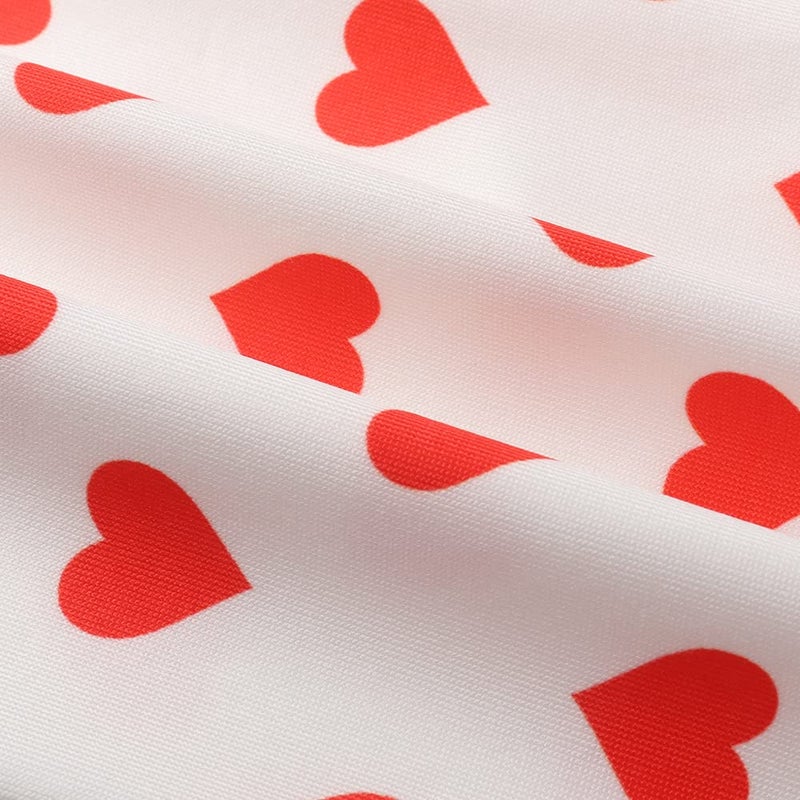 Noomelfish Girls Heart Printed Leggings Soft Full Length Stretch Pants, Red Heart White, Size 11-12 Years - Image 4