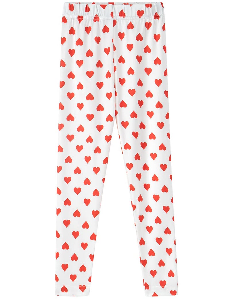 Noomelfish Girls Heart Printed Leggings Soft Full Length Stretch Pants, Red Heart White, Size 11-12 Years - Image 1