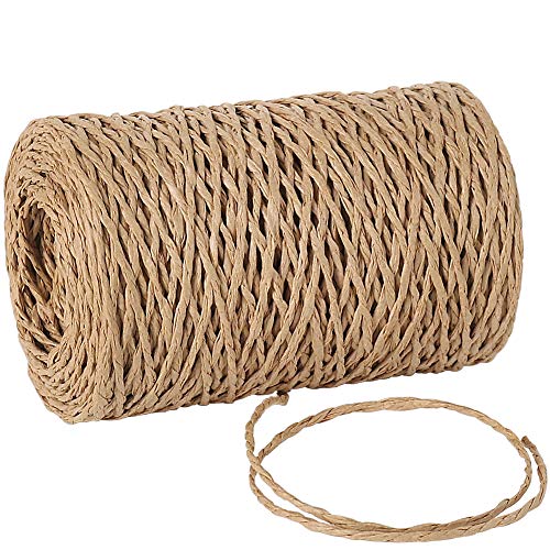Tenn Well Paper String 328 Feet 2mm Craft Raffia Ribbon for Gift Wrapping Natural Raffia Yarn for Crocheting Crafting Packing Christmas Decorations
