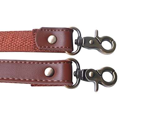 Wento Pair 24'' Brown Genuine Leather Handle Purses Strap Lobster Hook inner size 0.3'',Real Leather Sewing Canvas backing Bag Handles,replacement Purse Straps,handbag Bag Wallet Straps WT0301 (Brown) - Image 3