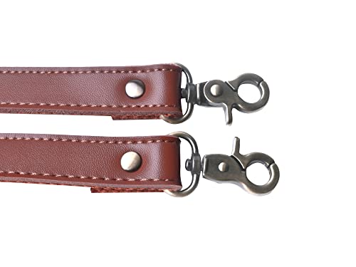 Wento Pair 24'' Brown Genuine Leather Handle Purses Strap Lobster Hook inner size 0.3'',Real Leather Sewing Canvas backing Bag Handles,replacement Purse Straps,handbag Bag Wallet Straps WT0301 (Brown) - Image 2