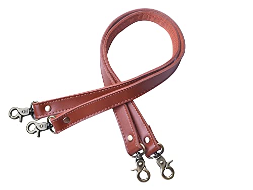 Wento Pair 24'' Brown Genuine Leather Handle Purses Strap Lobster Hook inner size 0.3'',Real Leather Sewing Canvas backing Bag Handles,replacement Purse Straps,handbag Bag Wallet Straps WT0301 (Brown) - Image 5