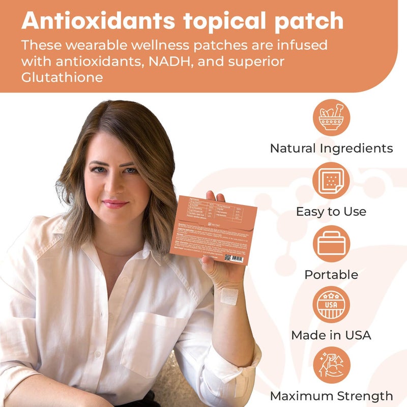 NUTRI-PATCH Antioxidants Topical Patch, Infused with Vitamin C, Glutathione, Coenzyme Q10, NAC, 30 Count - Image 2