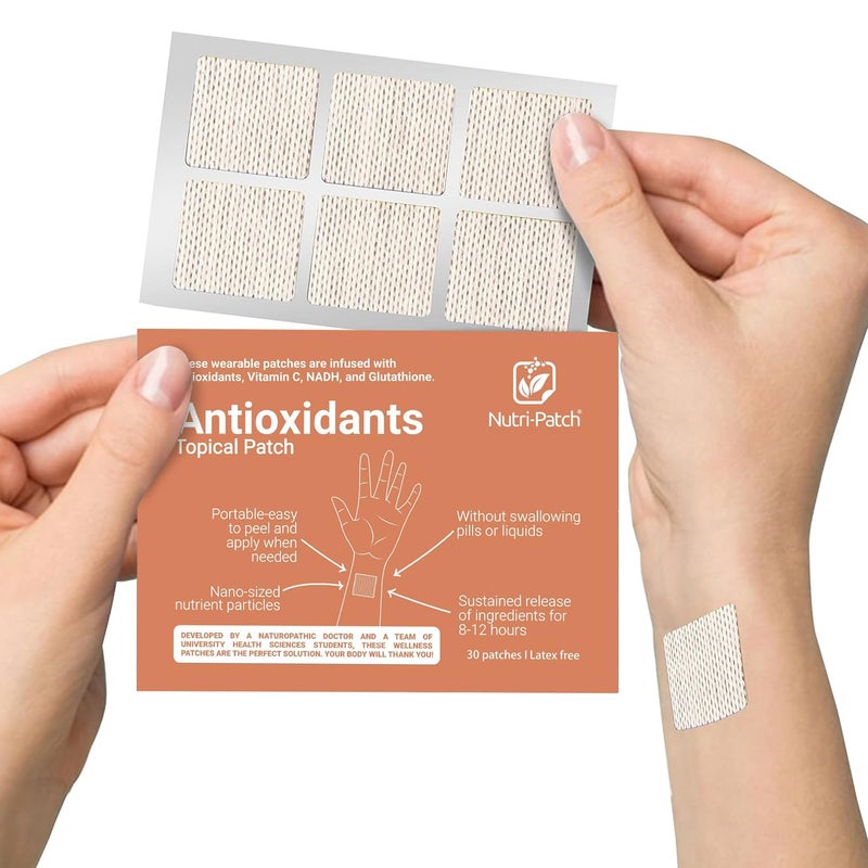 NUTRI-PATCH Antioxidants Topical Patch, Infused with Vitamin C, Glutathione, Coenzyme Q10, NAC, 30 Count - Image 1
