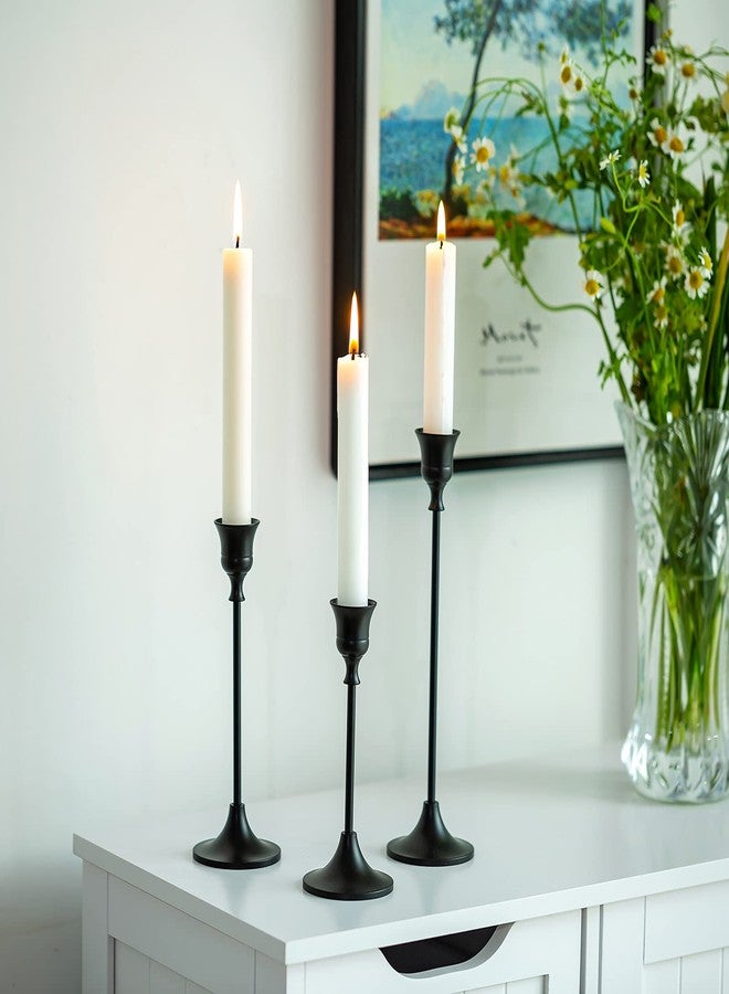 Nuptio 3 Pcs Black Candlestick Holders Taper Candles Holder Candle Stick Holder for Dining Table, Candle Holders for Tapered Candles, Decorative Centerpiece for Wedding Christmas Party Housewarming - Image 2
