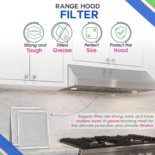 Bagean Stove Hood Vent Filter 8 x 95 BP55 Compatible with Broan Range Hood Filter Replacement and NuTone Kitchen Exhaust Fan Aluminum Screen Blocks Grease Filters Over Oven Air 2Pack - Image 3