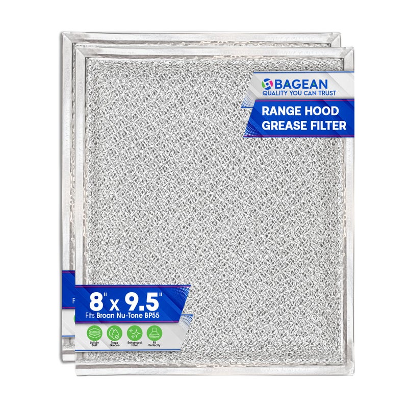 Bagean Stove Hood Vent Filter 8 x 95 BP55 Compatible with Broan Range Hood Filter Replacement and NuTone Kitchen Exhaust Fan Aluminum Screen Blocks Grease Filters Over Oven Air 2Pack - Image 2