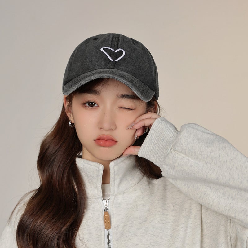 Embroidered Baseball Cap for Parents  Kids Heart Black - Image 3