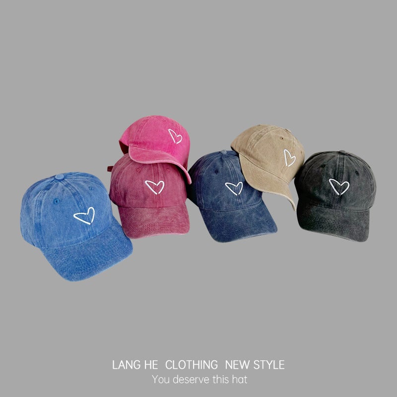 Embroidered Baseball Cap for Parents  Kids Heart Black - Image 4