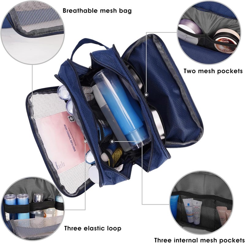 WANDF Toiletry Bag for Men Hanging Dopp Kit Water Resistant Shaving Bag Small Toiletry Bag for Traveling (royal blue) - Image 3