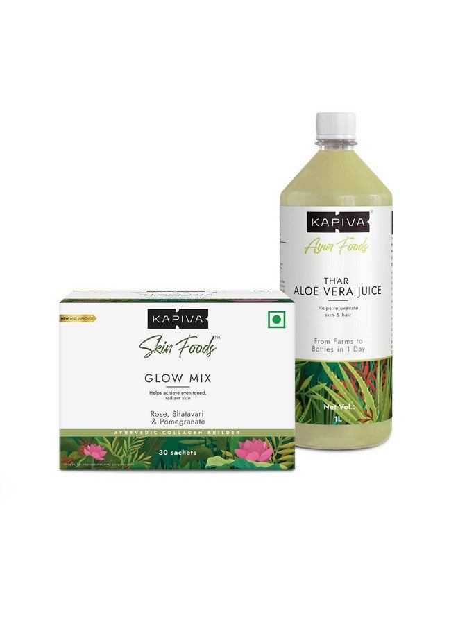Kapiva Kapiva Skin Foods Glow Mix + Aloe Vera Juice | Holistic Skin Care Combo  - Image 1
