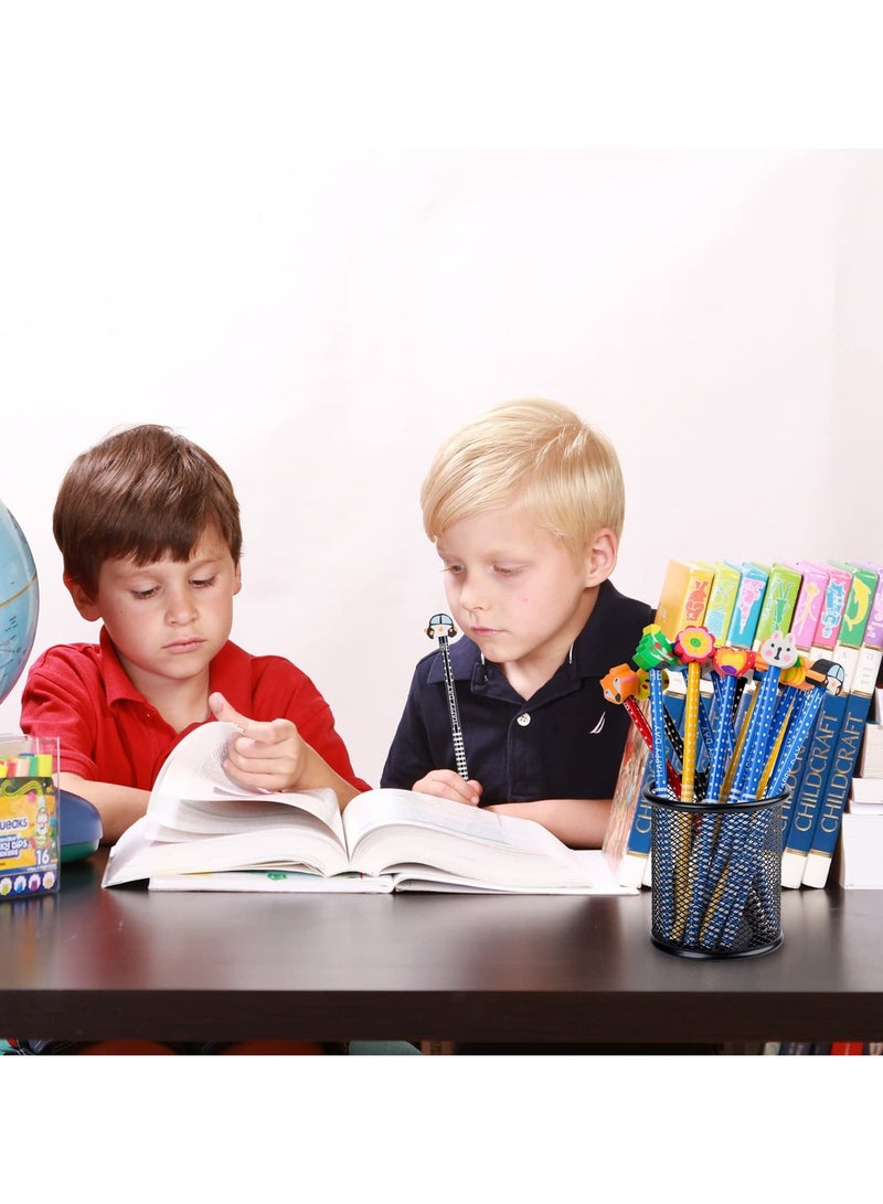 SUNSAR 30 Pieces Assorted Colorful Cartoon Animal Pencils Wooden Pencils Novelty Cartoon Dot &Stripe Pencils With Animals Eraser(Random) - Image 5