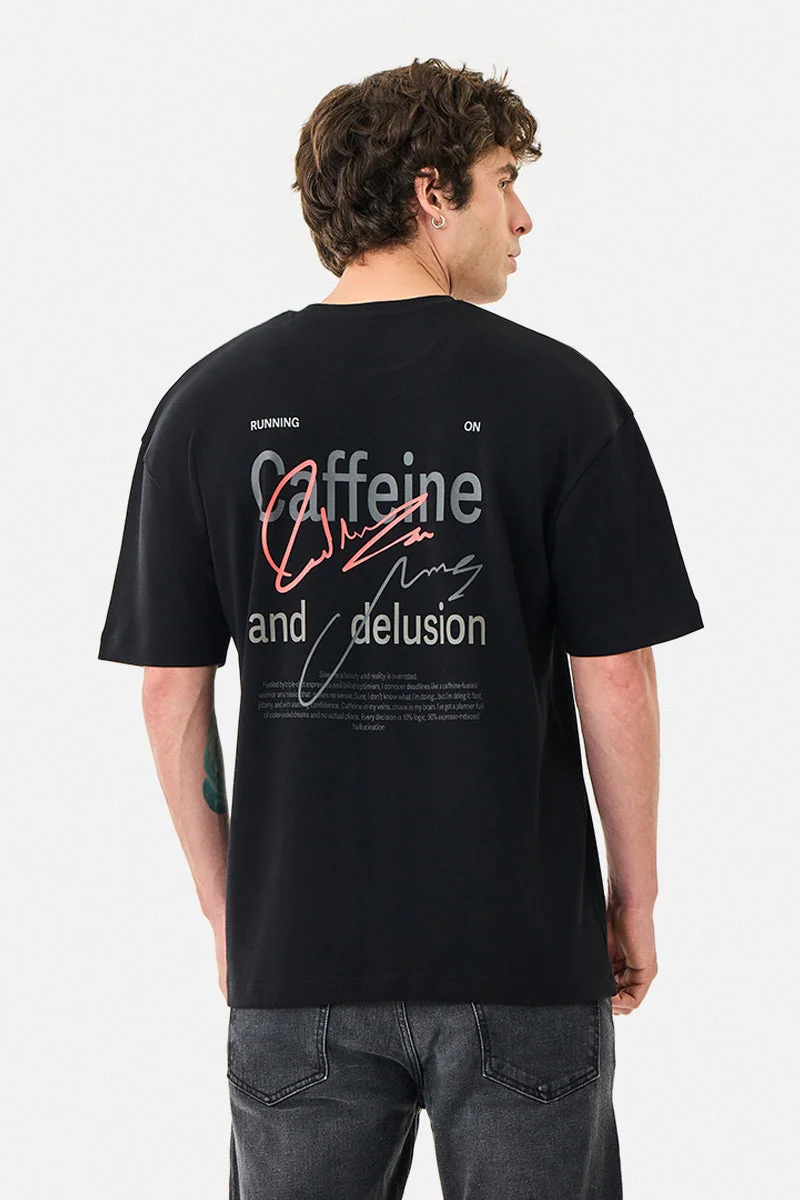 SNITCH  Caffeine And Delusion Oversized T-Shirt for Men | Best Price UAE