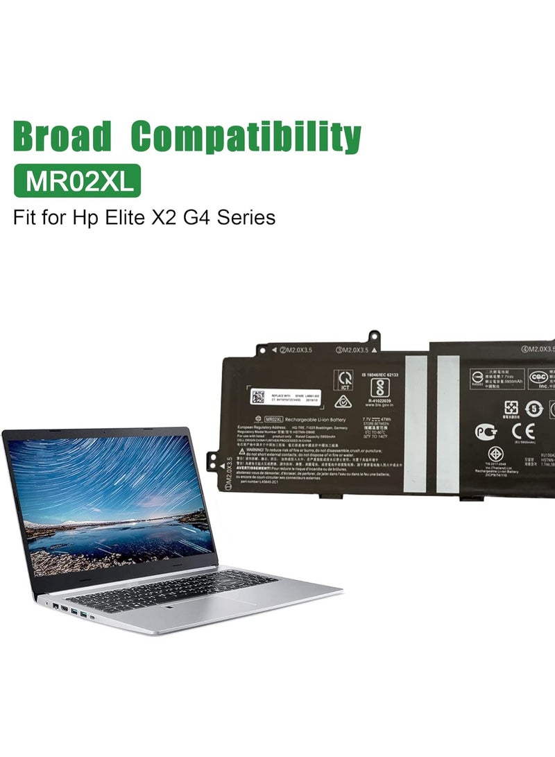 Terabyte بطارية لابتوب بديلة MR02XL L46601-005 لجهاز Hp Elite X2 G4 سلسلة نوتبوك HSTNN-DB9E L45645-2C1 سوداء 7.7V 47Wh 5950mAh - Image 4