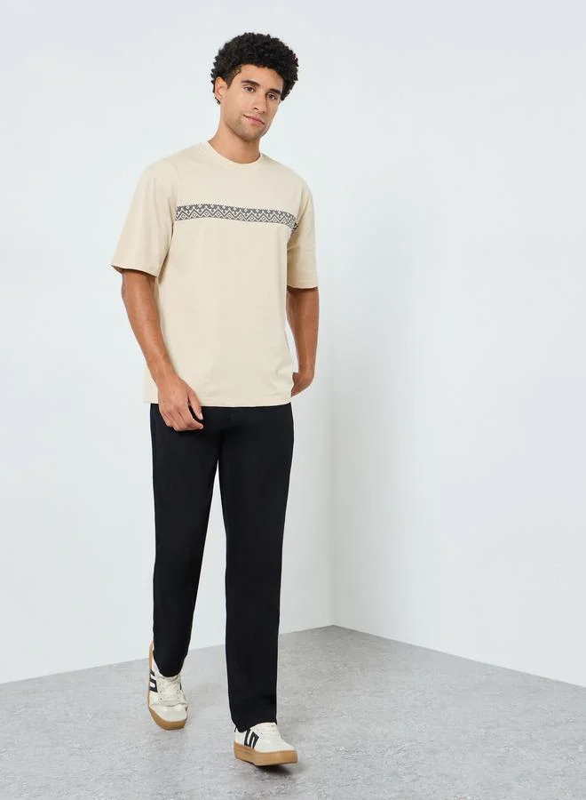 Styli Men Oversized Stripe Printed T-Shirt