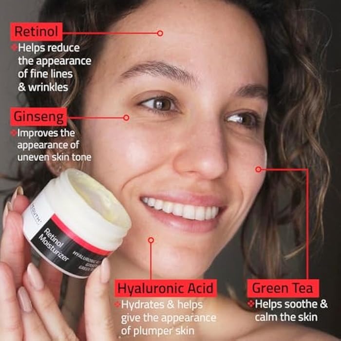 YEOUTH Retinol Cream for Face, Retinol Face Moisturizer for Women and Men with Hyaluronic Acid and Green Tea, Night Moisturizer for a Smoother Appearance 1oz - Image 5