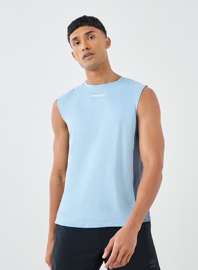 Styli Drop Armhole Side Contrast Workout Tank - Image 1