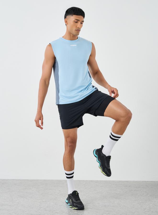 Styli Drop Armhole Side Contrast Workout Tank - Image 2