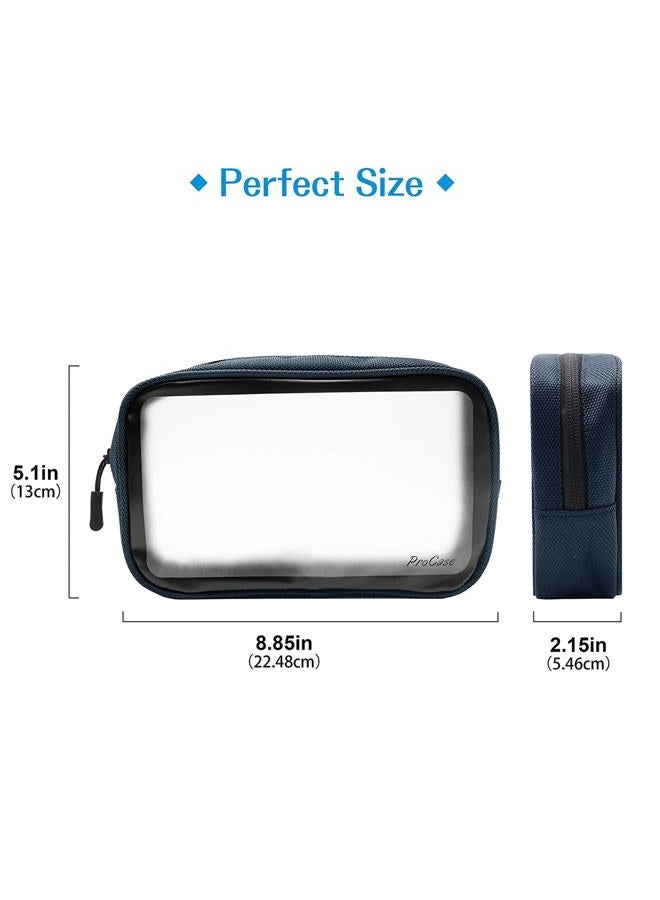 Procase TSA Approved Travel Toiletry Bag Pouch, Matte Clear Travel Organizer Airport Carry-On Checkpoint Airline Compliant Storage Bag for Toiletries Liquids Creams and Cosmetics -Navy - Image 3
