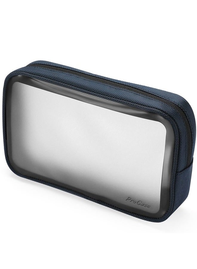 Procase TSA Approved Travel Toiletry Bag Pouch, Matte Clear Travel Organizer Airport Carry-On Checkpoint Airline Compliant Storage Bag for Toiletries Liquids Creams and Cosmetics -Navy - Image 1