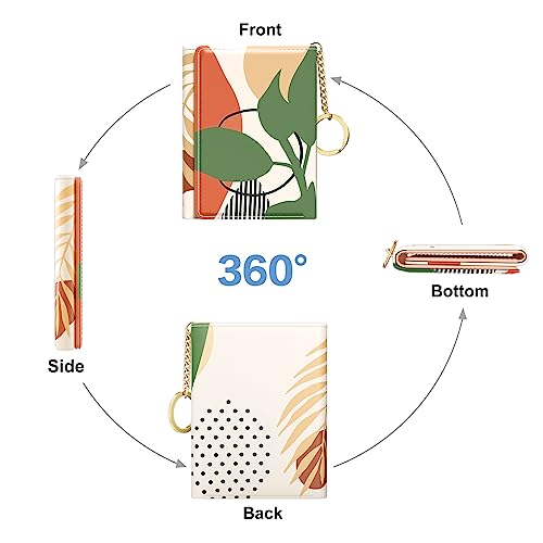 Rouidr Womens Wallet, Small Slim RFID Card Wallets for Women, Trifold Leather Clutch Card Organizer, Cute Front Pocket Purse with 7 Slots & ID Window & Keychain, Modern Abstract Art - Image 5