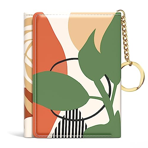 Rouidr Womens Wallet, Small Slim RFID Card Wallets for Women, Trifold Leather Clutch Card Organizer, Cute Front Pocket Purse with 7 Slots & ID Window & Keychain, Modern Abstract Art - Image 1