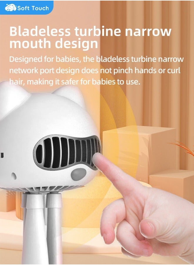 NIBEMINENT - Portable Mini Stroller Fan with Mosquito Repellent, Handheld Cartoon Cat for Babies and Strollers Flexible Hook - Image 1