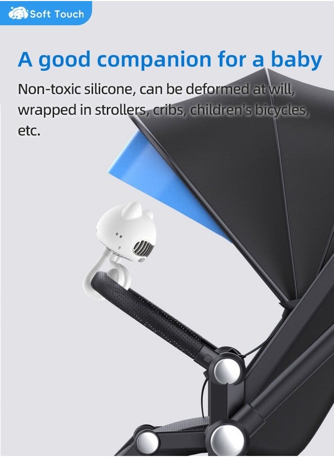 NIBEMINENT - Portable Mini Stroller Fan with Mosquito Repellent, Handheld Cartoon Cat for Babies and Strollers Flexible Hook - Image 1